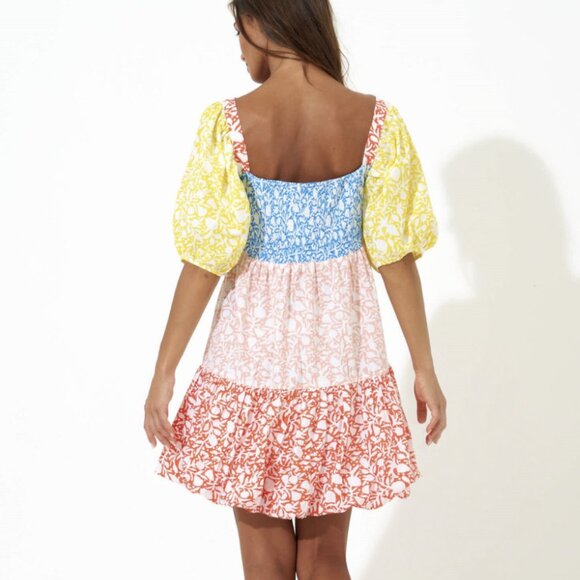 Oliphant Handcrafted Cotton Mini Dress with Puff Sleeves - New with Tags - Picture 2 of 3